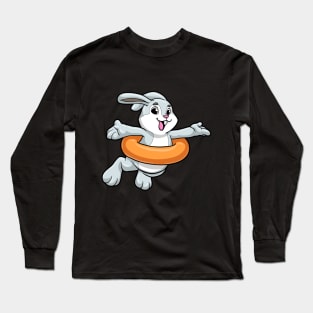 Rabbit at Swimming with Swimming ring Long Sleeve T-Shirt